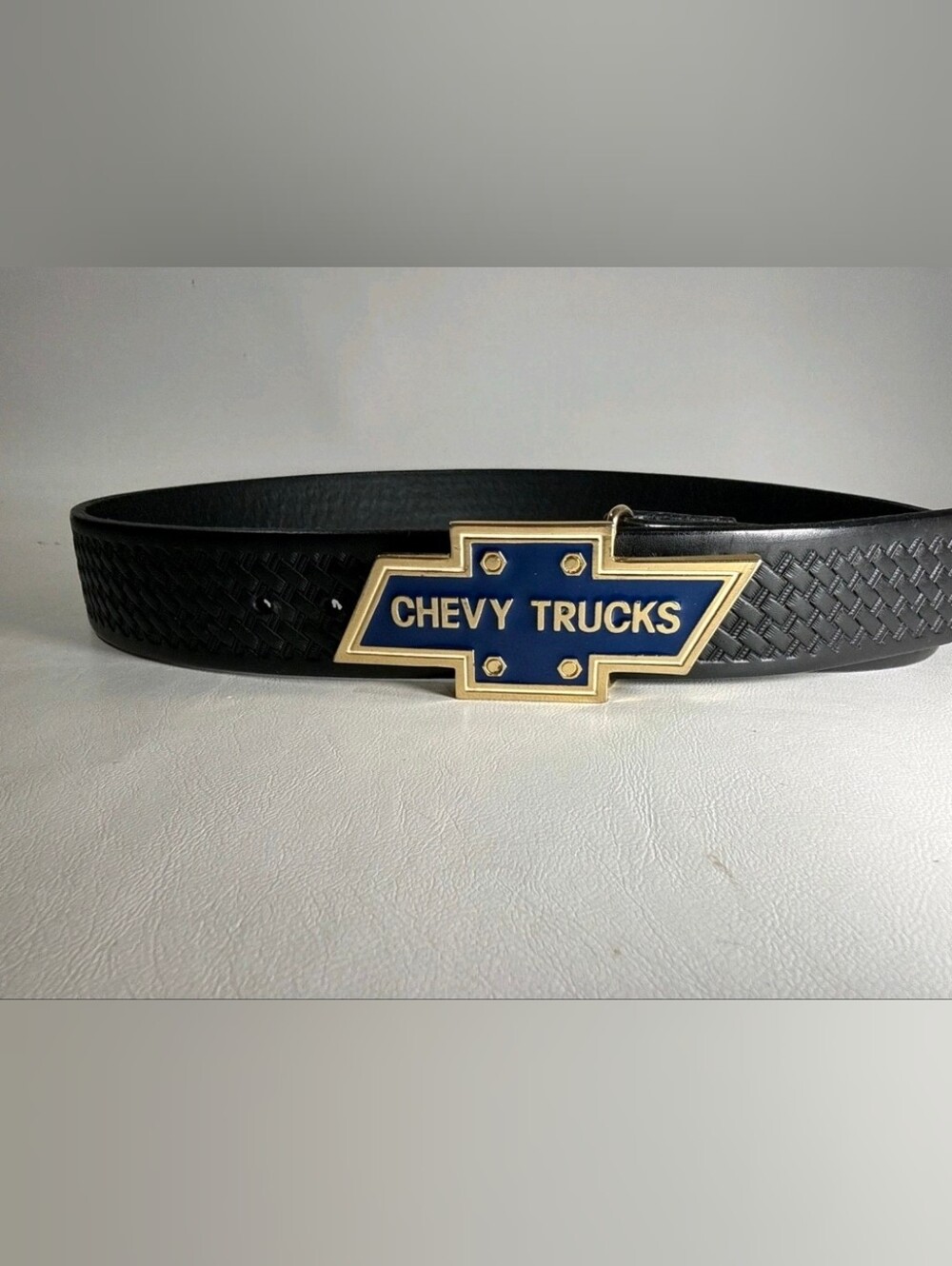 Chevrolet/Chevy Solid Brass Belt Buckle & Leather Waist Size 34 To 38 Chevy Logo